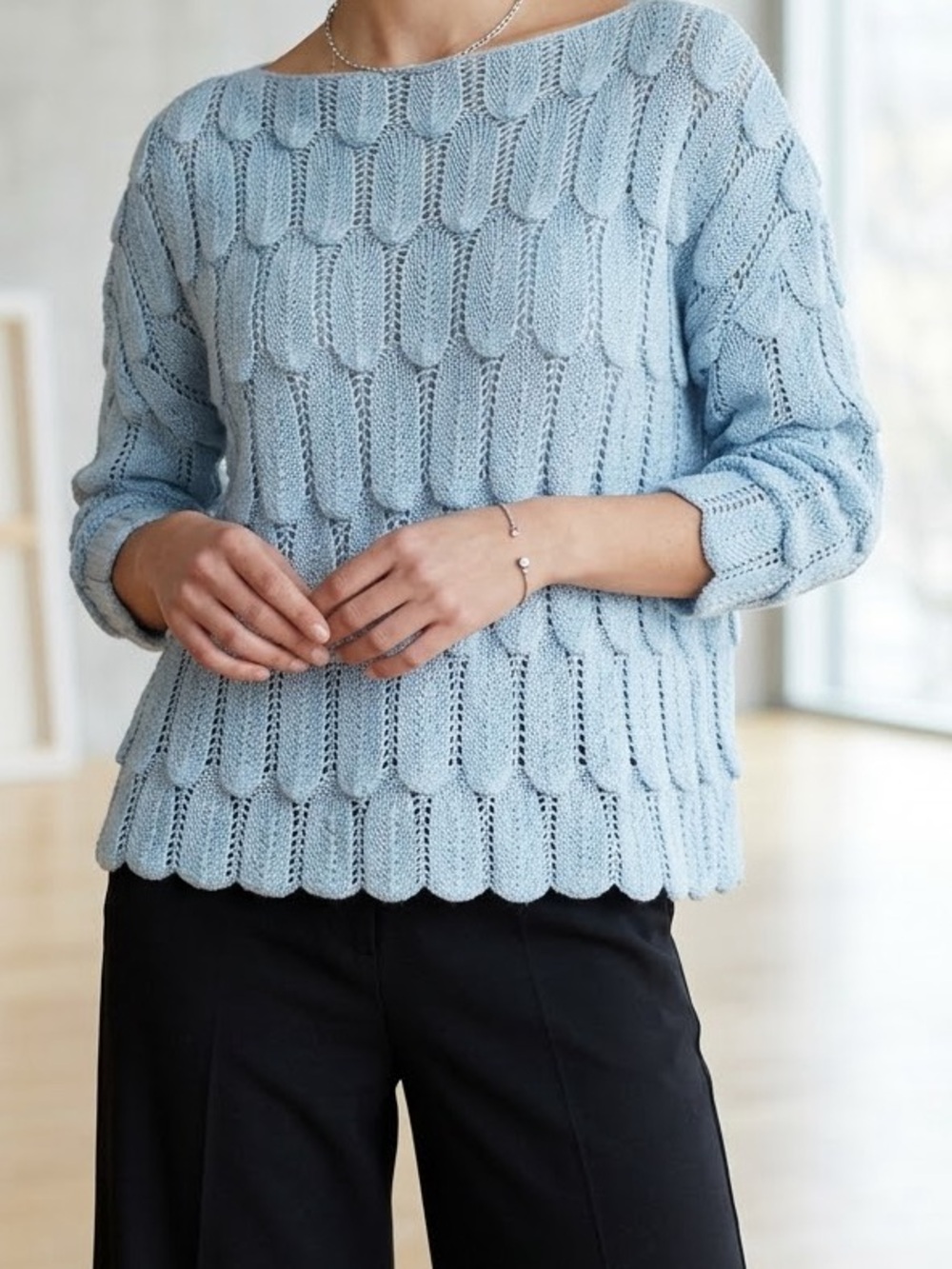 Chicme Light Layered Scallop Sweater